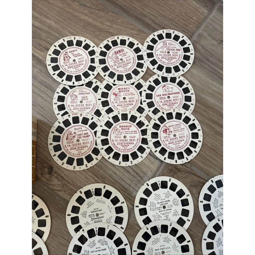 Vtg Sawyers Viewmaster Standard Stereo Viewer No.2014 w/Box & 31 Discs Flipper‎